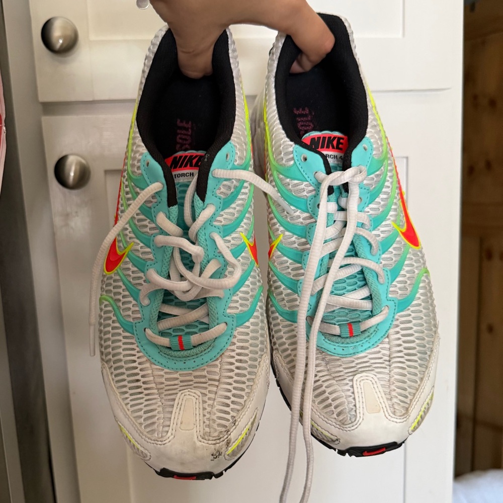 Nike White and Teal Athletic Shoes
